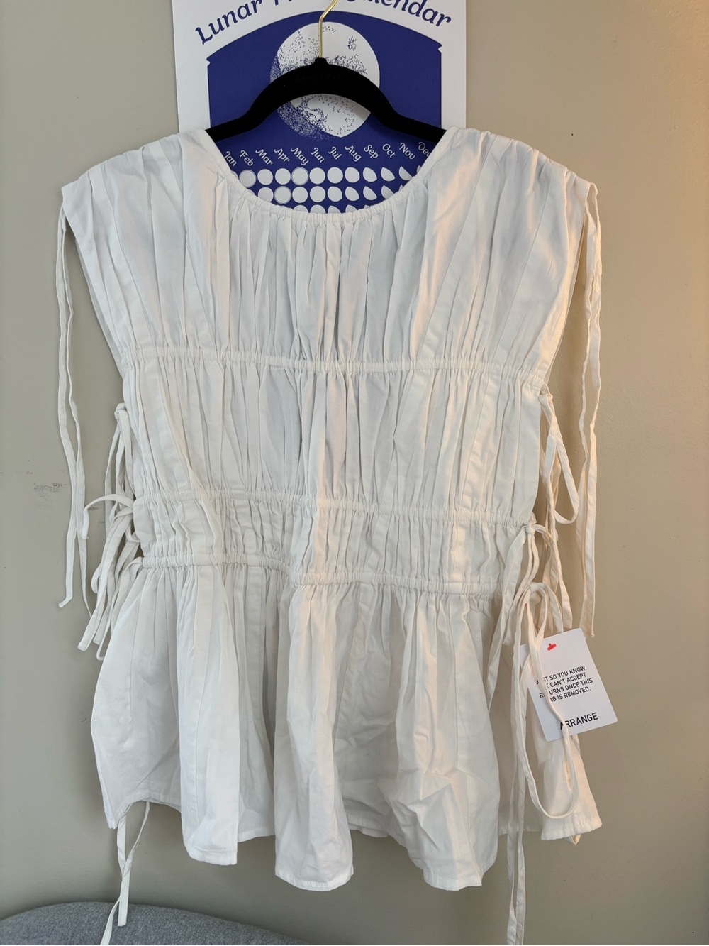 ARRANGE clean cotton ruched top with drawstring detail in white NWT